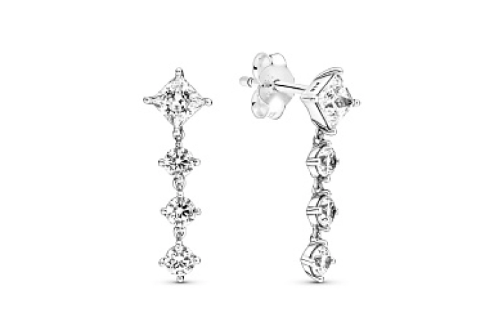 Sterling silver stud earrings with clear zirconia /290045C01