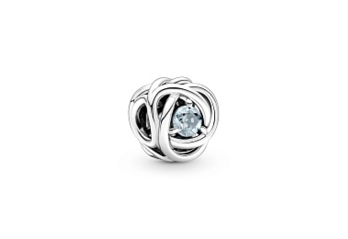Sterling silver charm with sea aqua blue crystal