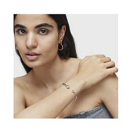 SILVER GOLDPLATED BANGLE BRC HEART 2TONE