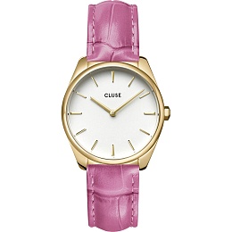 Feroce Petite Leather Croro Pink, Gold Colour