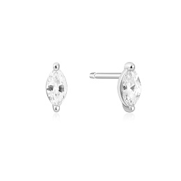 Silver Marquise Solitaire Studs