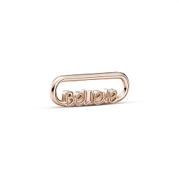 Believe script 14k rose gold-plated word link /789667C00