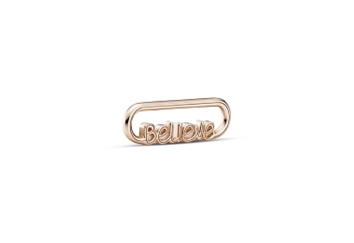 Believe script 14k rose gold-plated word link /789667C00