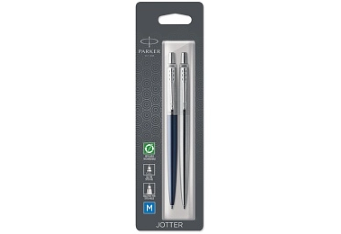 Набор Parker &quot;Jotter London&quot;: шар. ручка Blue + гел. ручка Stainless Steel, 1,0мм, кнопочн., блистер