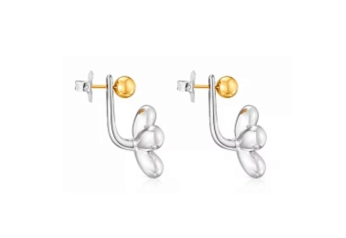 SILVER GOLD PLATED EARRINGS 20MM 2 TONE