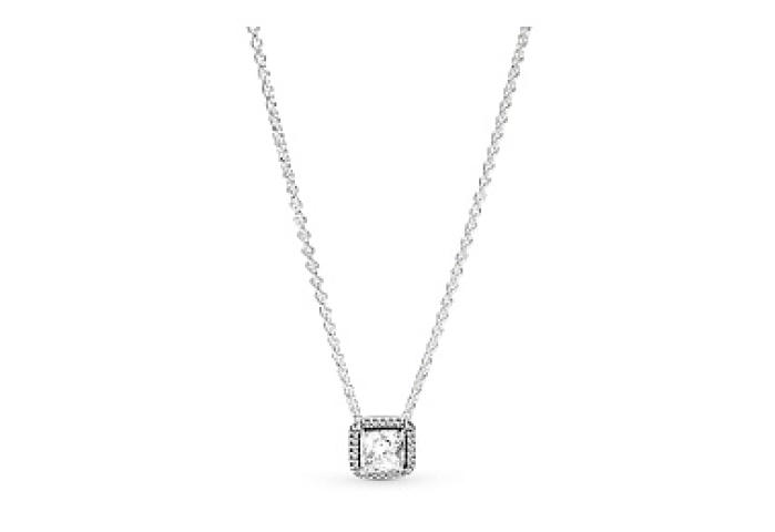 Silver necklace with clear cubic zirconia