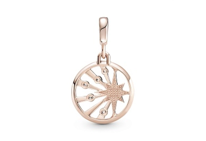 Star 14k rose gold-plated medallion with clear cubic zirconia /789676C01