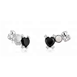 SILVER EARRINGS M.O.P. ONIX HEART