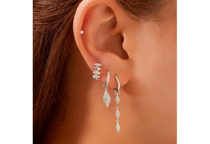 Silver Pavé Sparkle Huggies