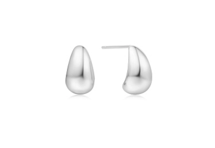 Silver Small Dome Hoop Earrings