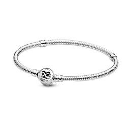 Snake chain sterling silver bracelet andinfinity heart clasp /599365C00-20