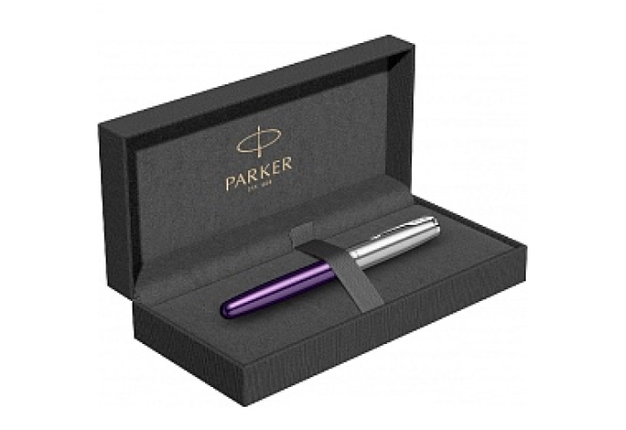 Ручка-роллер Parker &quot;Sonnet Sand Blasted Metal&Violet Lacquer&quot; черная, 0,5мм, подарочная упаковка