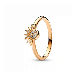 Celestial sun 14k gold-plated ring with clear cubi