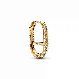 14k gold-plated hoop link earring with clear cubic zirconia