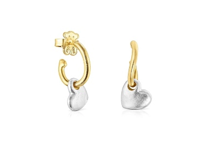 SILVER GOLD PLATED EARRINGS 15MM 2 TONE
