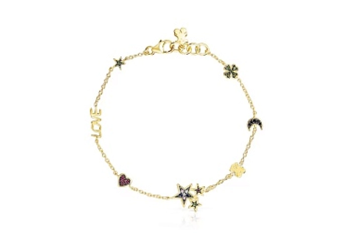 SILVER GOLD PLATED BRACEL. RUBY SAPP.GEM