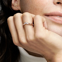 Regal tiara 14k rose gold-plated ring with clear cubic zirconia