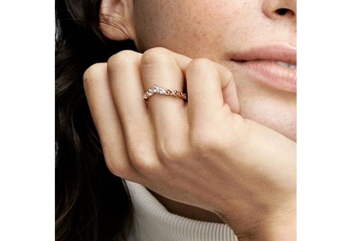 Regal tiara 14k rose gold-plated ring with clear cubic zirconia