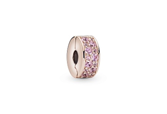 PANDORA Rose clip with pink cubic zirconia and sil