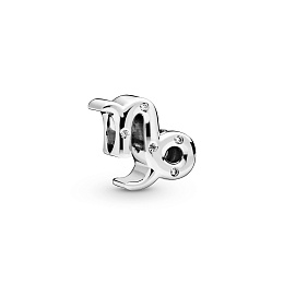 Capricorn sterling silver charm with clear cubiczi