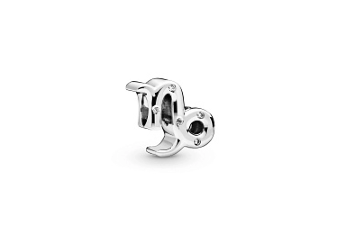 Capricorn sterling silver charm with clear cubic z