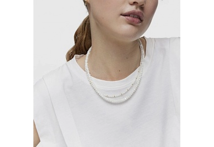 SILVER/STEEL CHOKER MOTHER PEARL 43.5CM