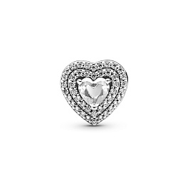 Heart sterling silver charm with clear cubic zirco