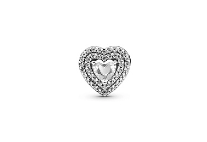 Heart sterling silver charm with clear cubic zirco