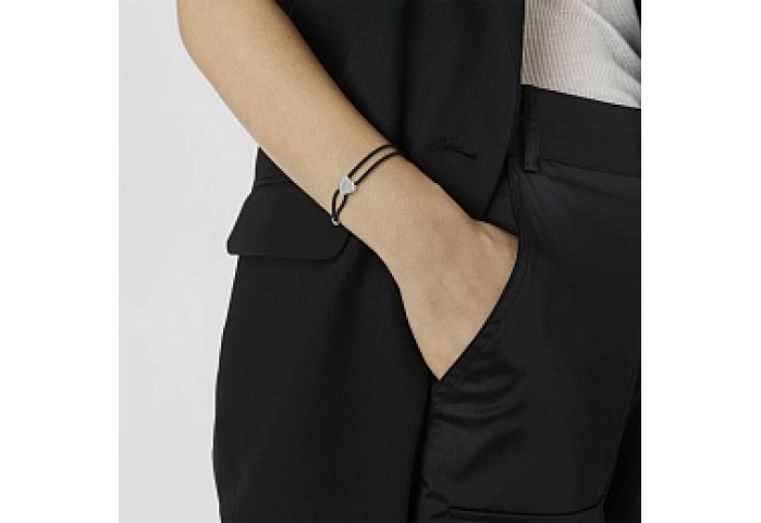 SILVER BRACELET 11MM BLACK ELASTIC BAND