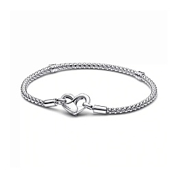 Studded chain sterling silver bracelet with heart 