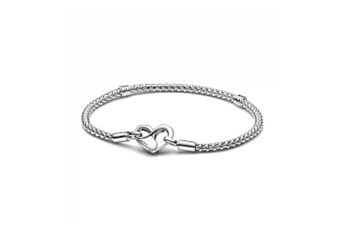 Studded chain sterling silver bracelet with heart 