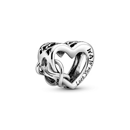 Heart and infinity sterling silver charm