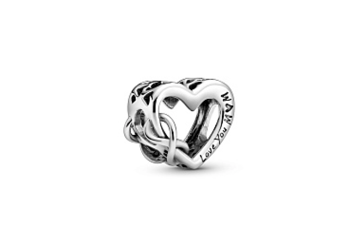 Heart and infinity sterling silver charm