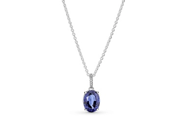 Sterling silver collier with princess blue crystal