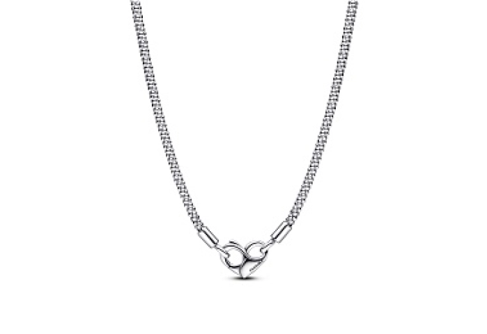 Studded chain sterling silver necklace with heart 