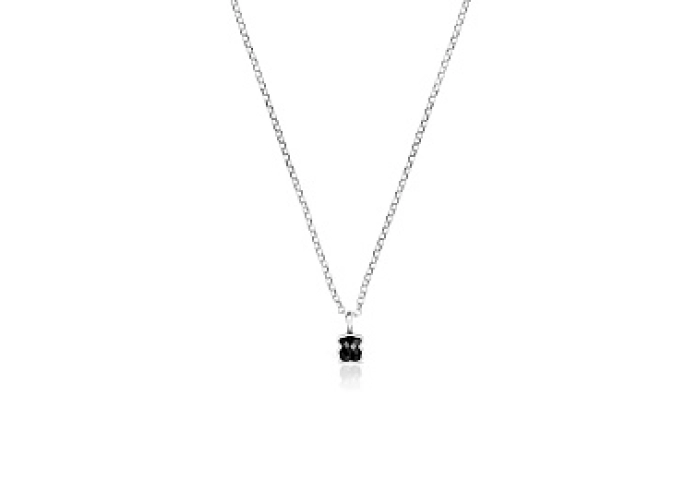 SILVER CHOKER ONYX CHAIN 45CM