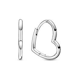 Small asymmetric heart sterling silver hoop earrin