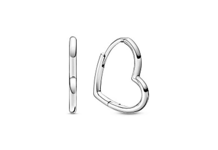 Small asymmetric heart sterling silver hoop earrin