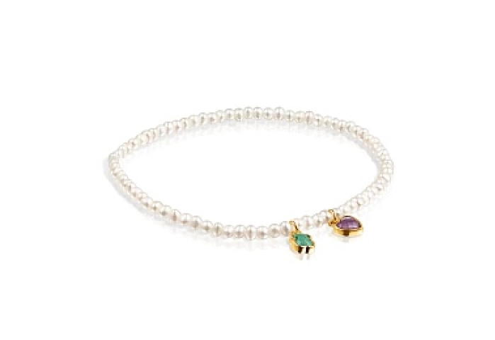 SILVER G PLATED BRACELET PEARL GEMS MOP