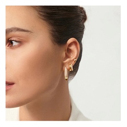 Gold Pavé Double Huggie Hoop Earrings