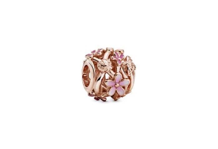Daisy 14k rose gold-plated charm with shaded pink 