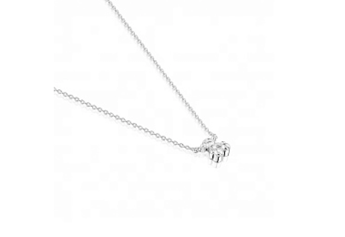 SILVER CHOKER ROCK CRYSTAL BEAR 40CM