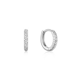 SILVER ROPE HUGGIE HOOP EARRINGS