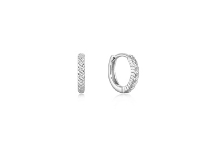 SILVER ROPE HUGGIE HOOP EARRINGS