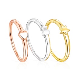 PACK SILVER GOLD PLATED 3 RINGS N12