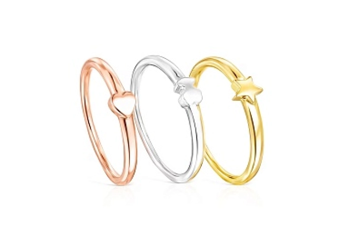 PACK SILVER GOLD PLATED 3 RINGS N12