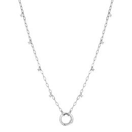 Silver Shimmer Chain Charm Connector Necklace