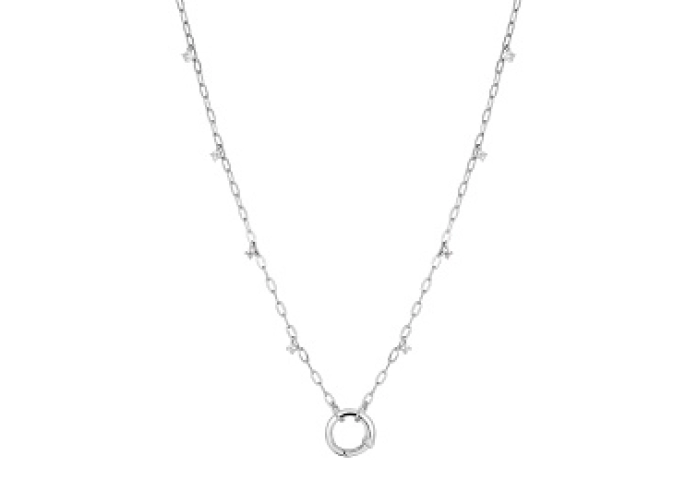 Silver Shimmer Chain Charm Connector Necklace