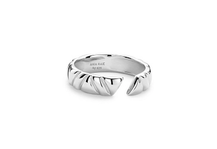 Silver Irregular Twill Adjustable Ring