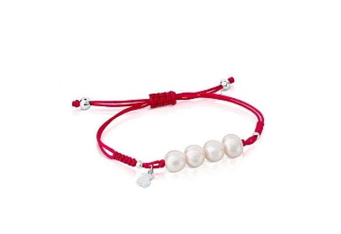 NYLON CORD BRACELET CULTUR PEARLS SILVER